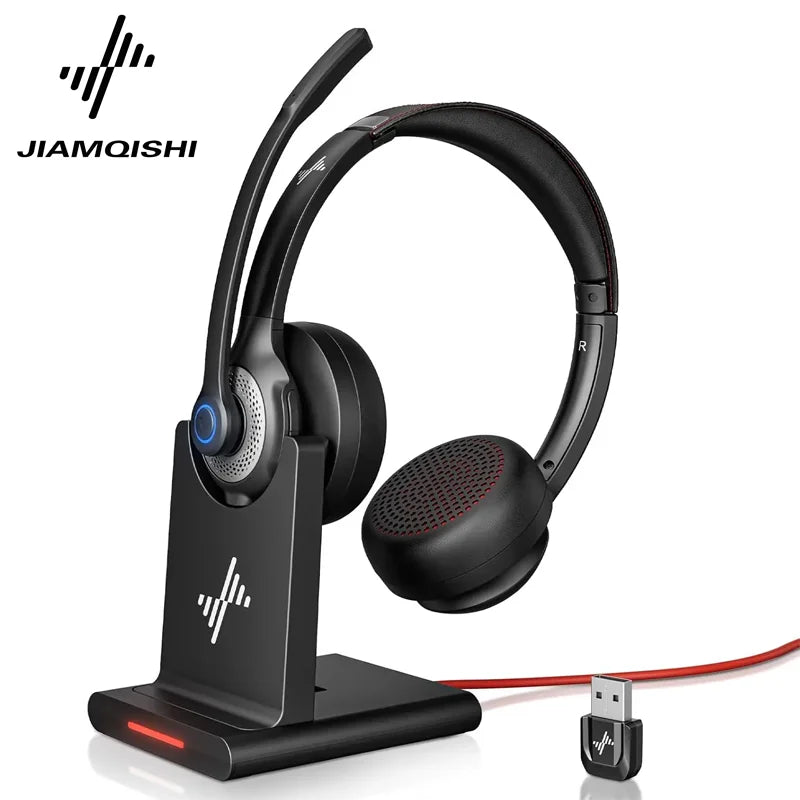 JIAMQISHI EH02P Wireless Headset with AI Noise Cancelling Microphone