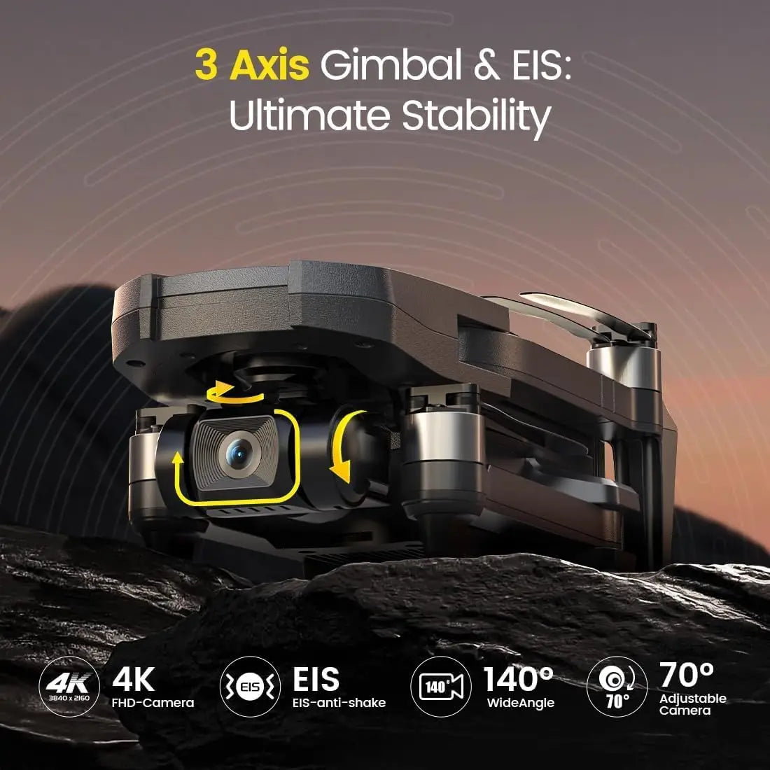 4K GPS Drone with 3-Axis Gimbal, Foldable Quadcopter for Adults