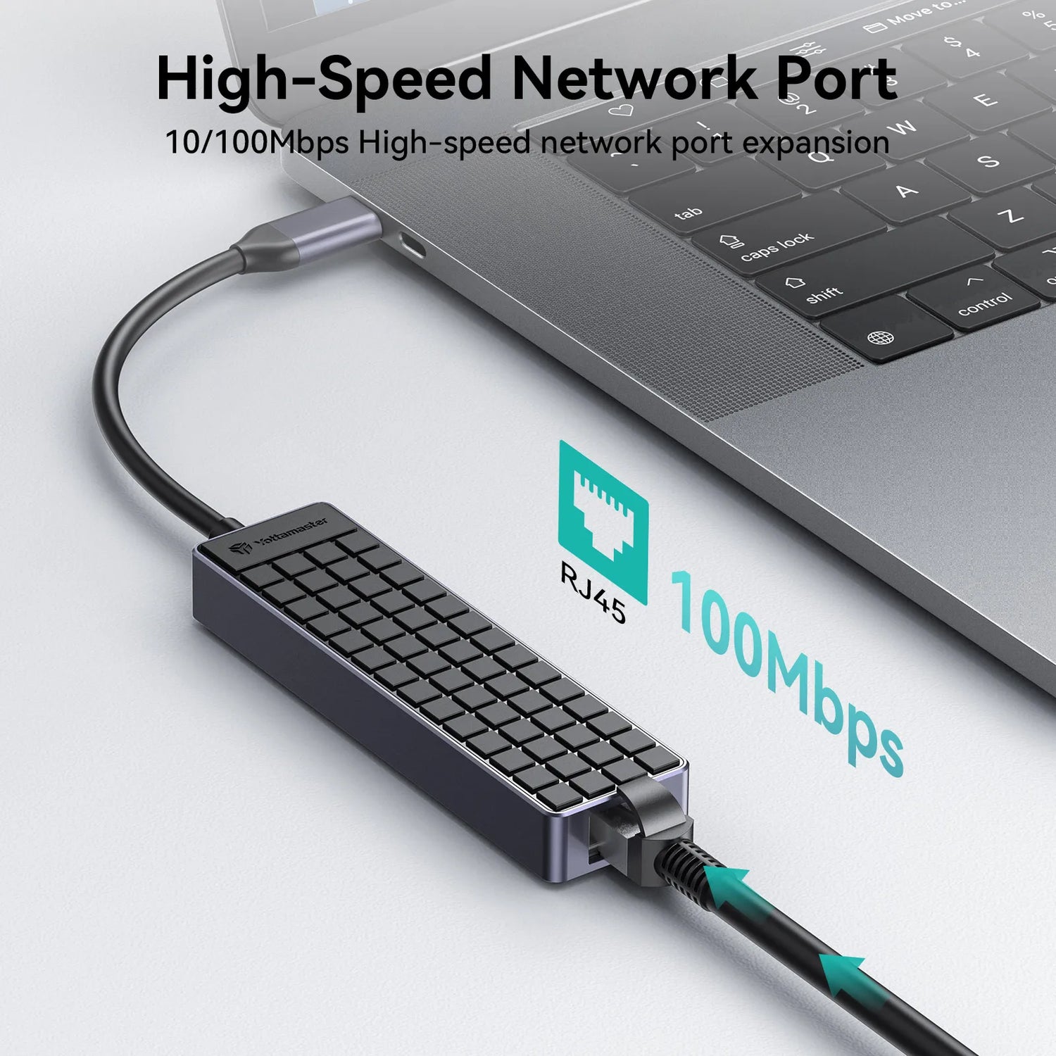 Yottamaster USB C Hub Multiport Adapter 100Mbps Ethernet 4K HDMI PD 100W