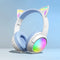 Cute Cat Ear RGB Wireless Headphones Playtime, Foldable Over-Ear Headset