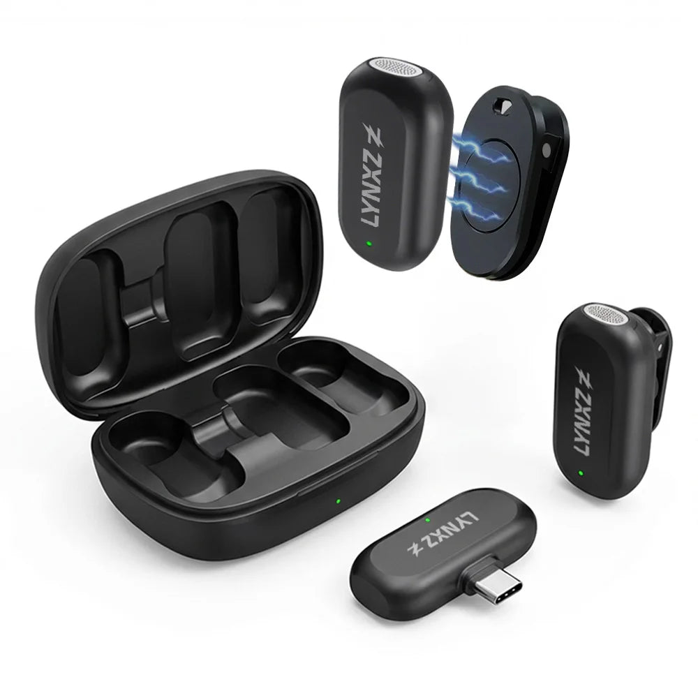 Wireless Lapel Type C Microphone Noise Cancelling Mic Transmission Distance