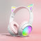 Cute Cat Ear RGB Wireless Headphones Playtime, Foldable Over-Ear Headset